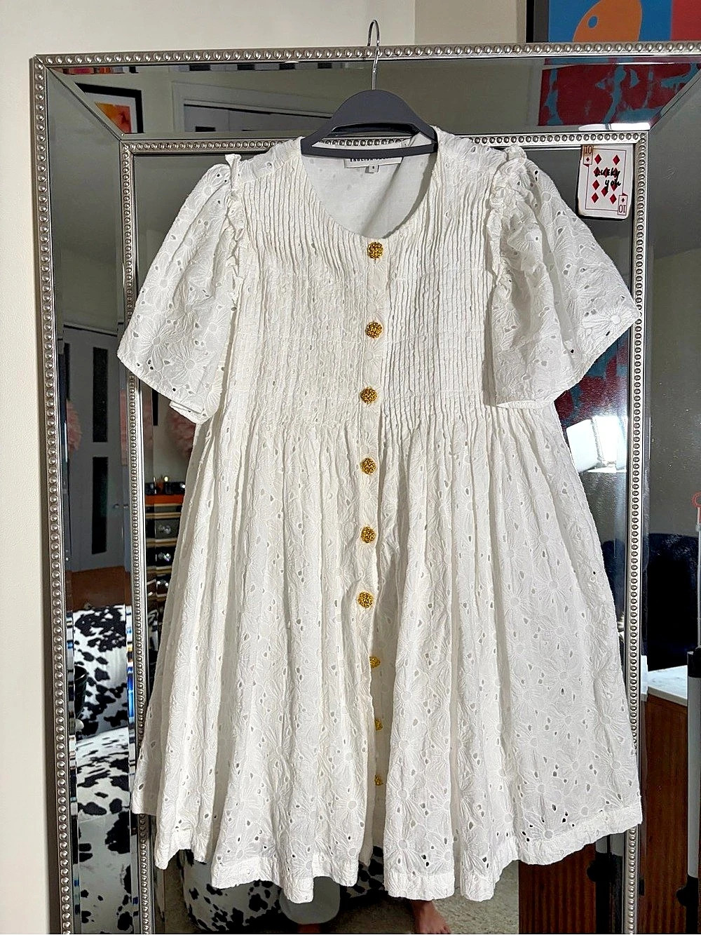 English Factory Eyelet Dress White Mini Dress Size Small